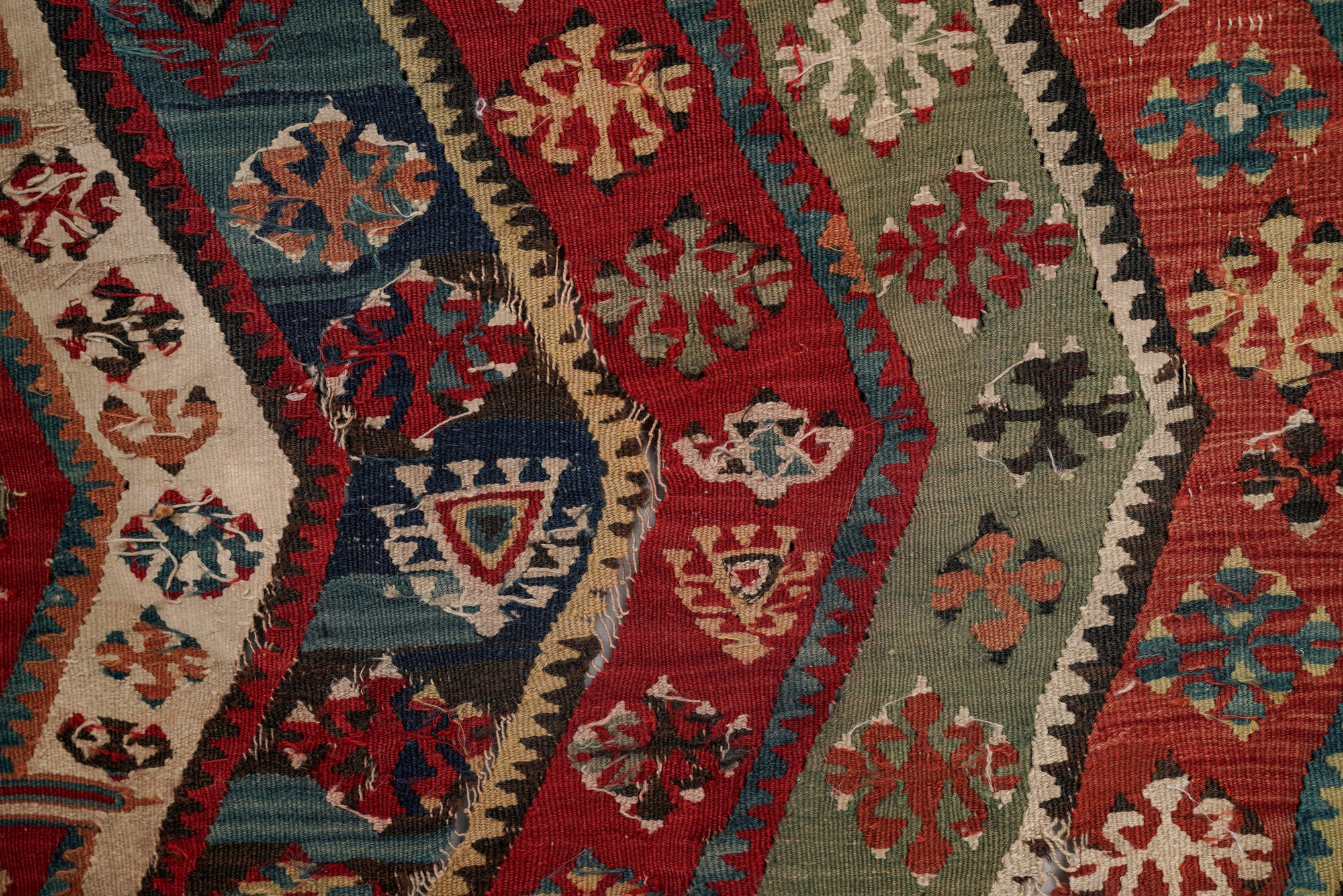 Antique East Anatolian kilim fragment 7'3" x 2'1"