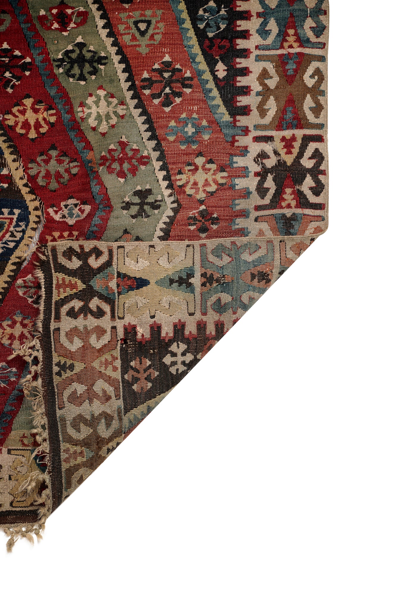 Antique East Anatolian kilim fragment 7'3" x 2'1"