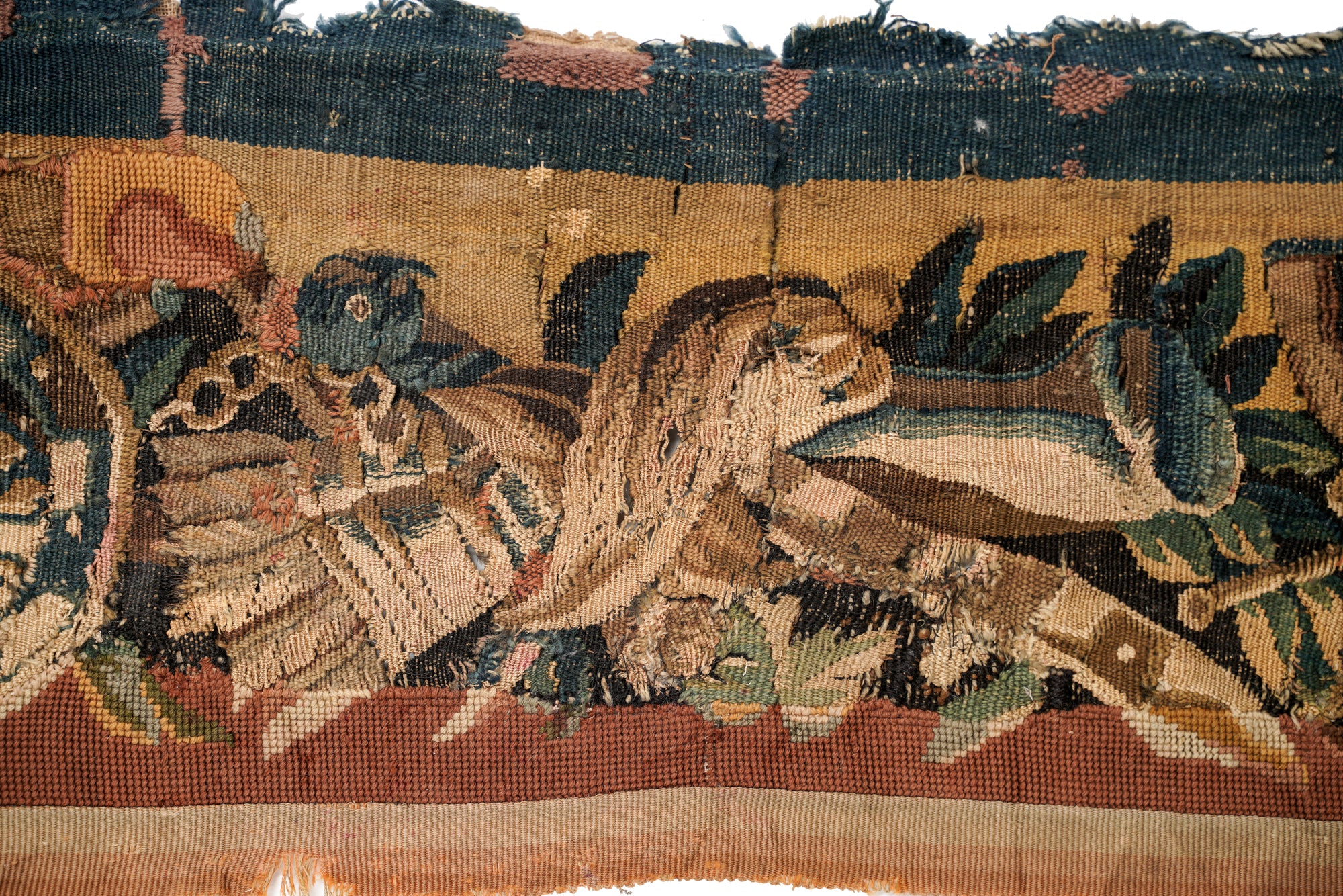 Antique Brussels Tapestry Fragment 7'4" x 1'1"