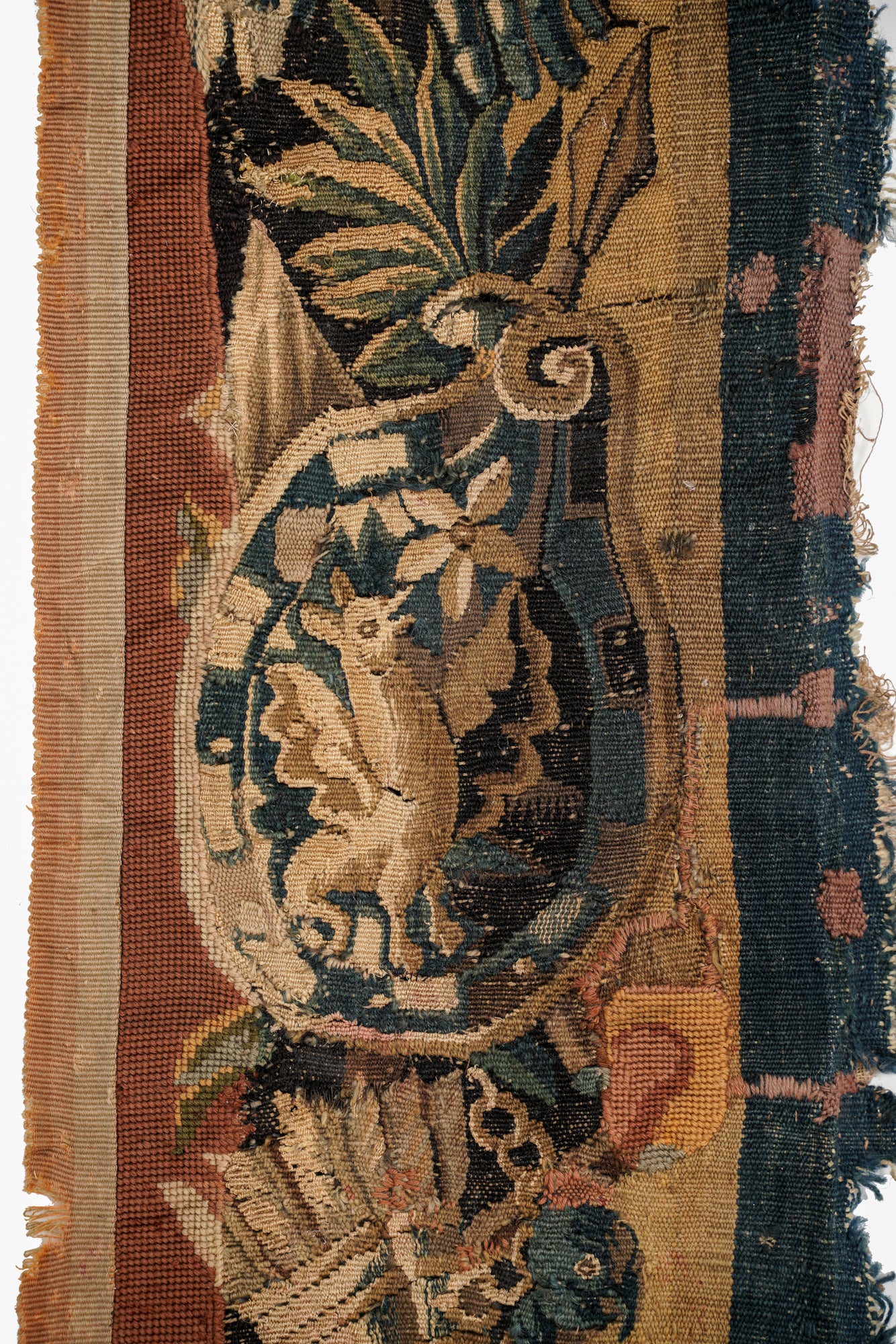 Antique Brussels Tapestry Fragment 7'4" x 1'1"
