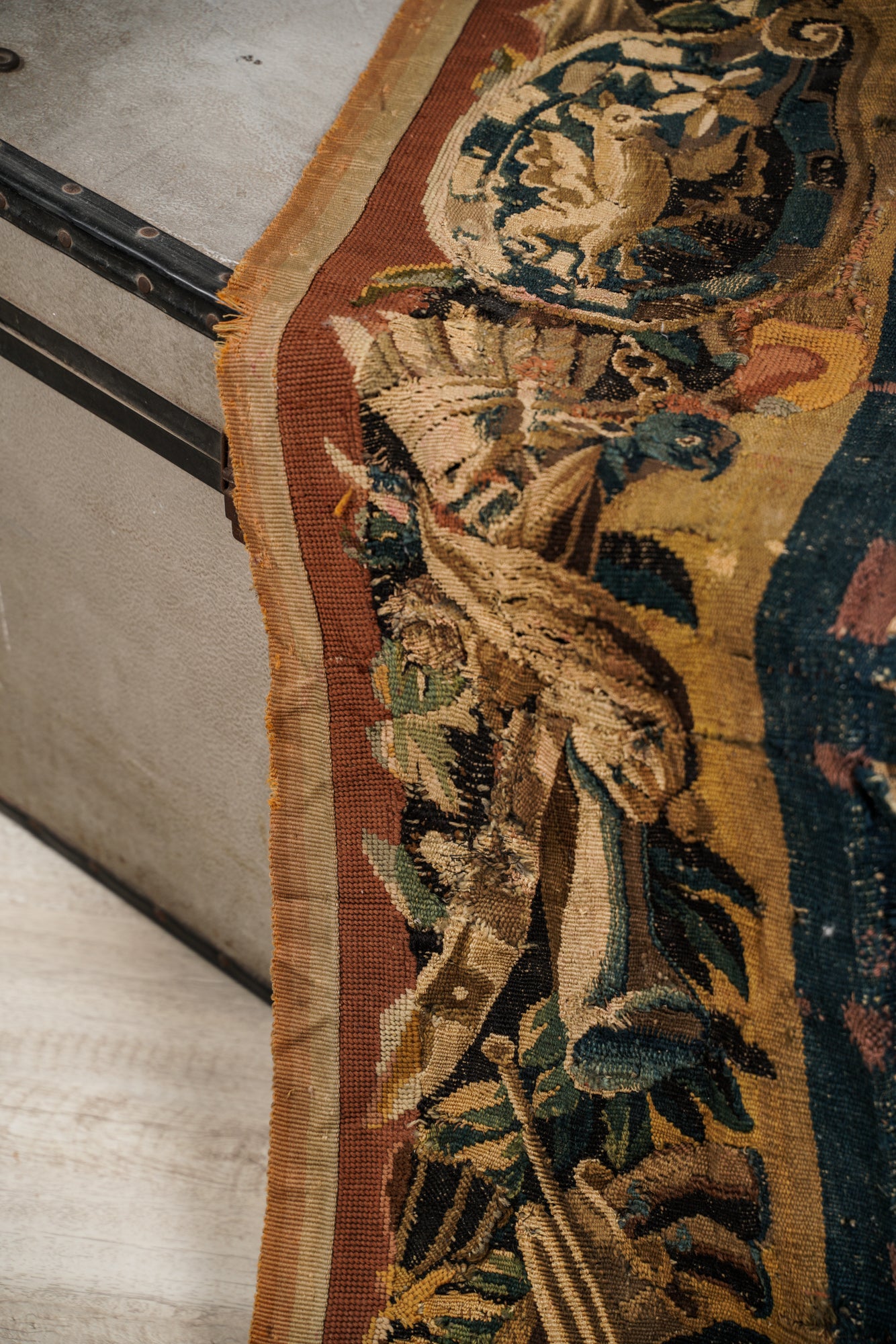 Antique Brussels Tapestry Fragment 7'4" x 1'1"