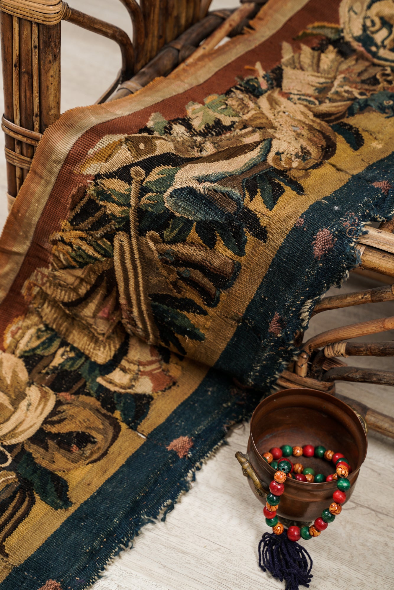 Antique Brussels Tapestry Fragment 7'4" x 1'1"