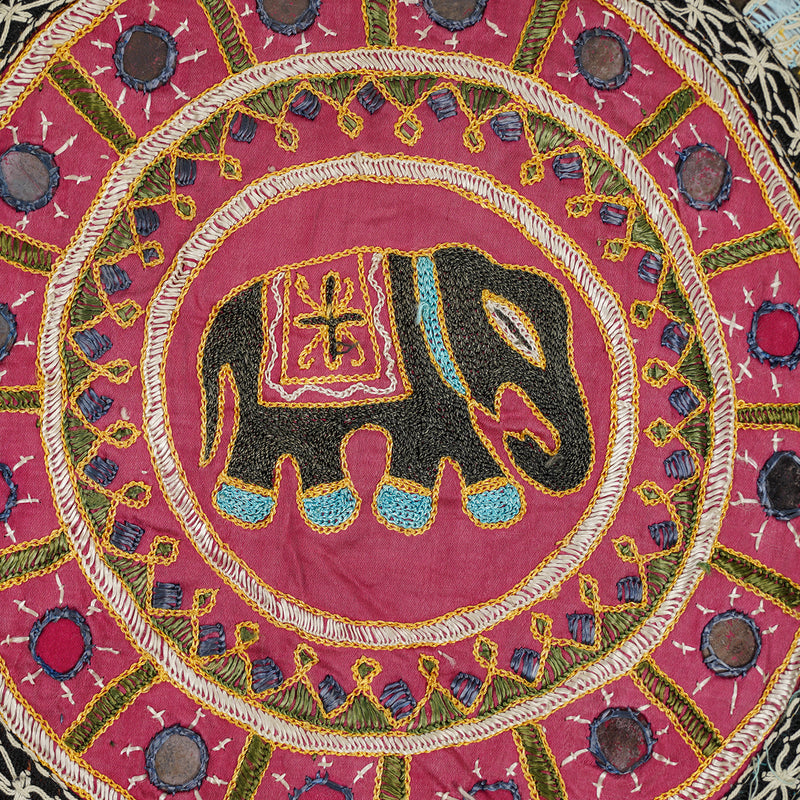 VINTAGE RAJASTHANI EMBROIDERY CUSHION COVER 21" x 21"