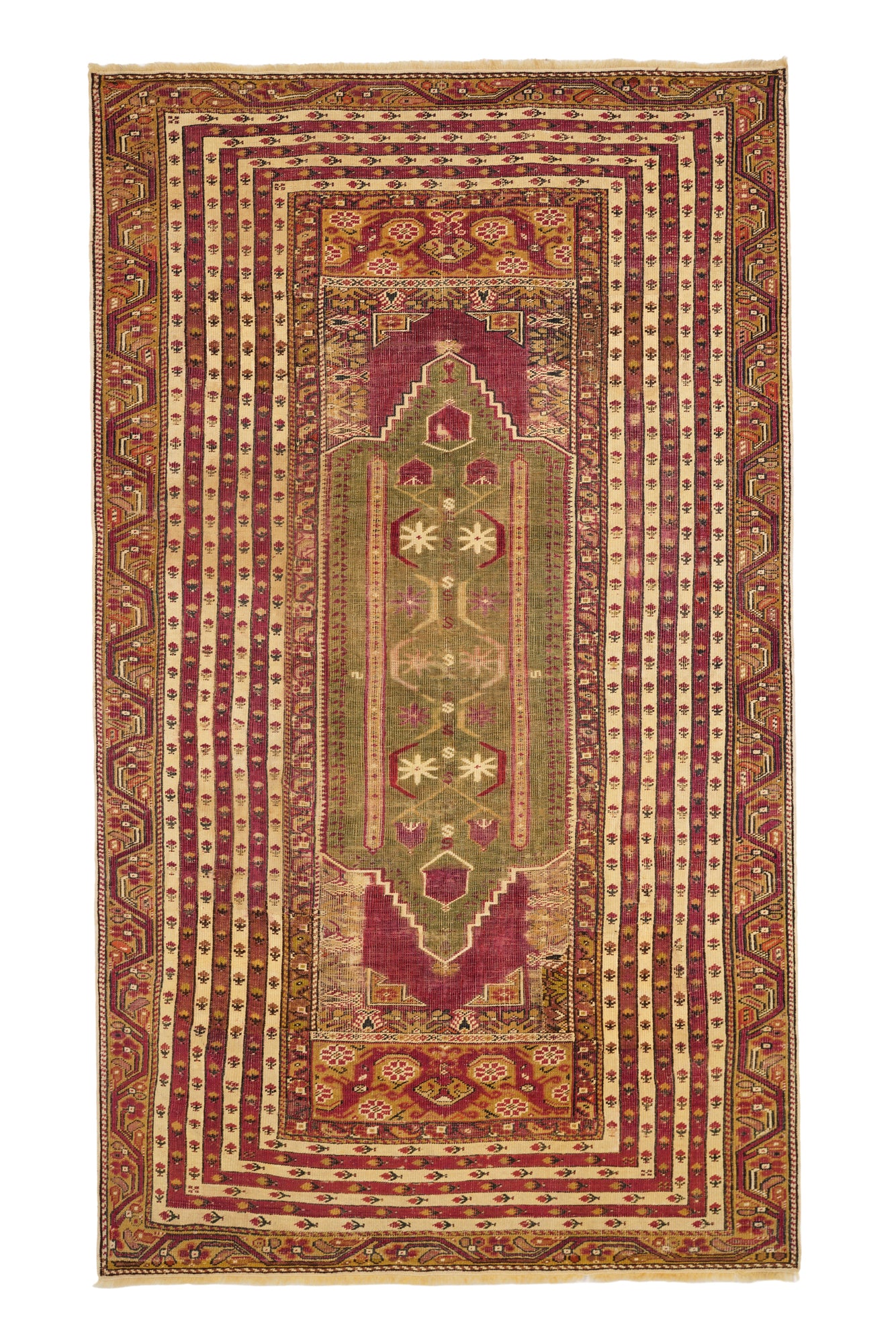 Antique Anatolian Ghiordes Rug 6'6" x 3'9"