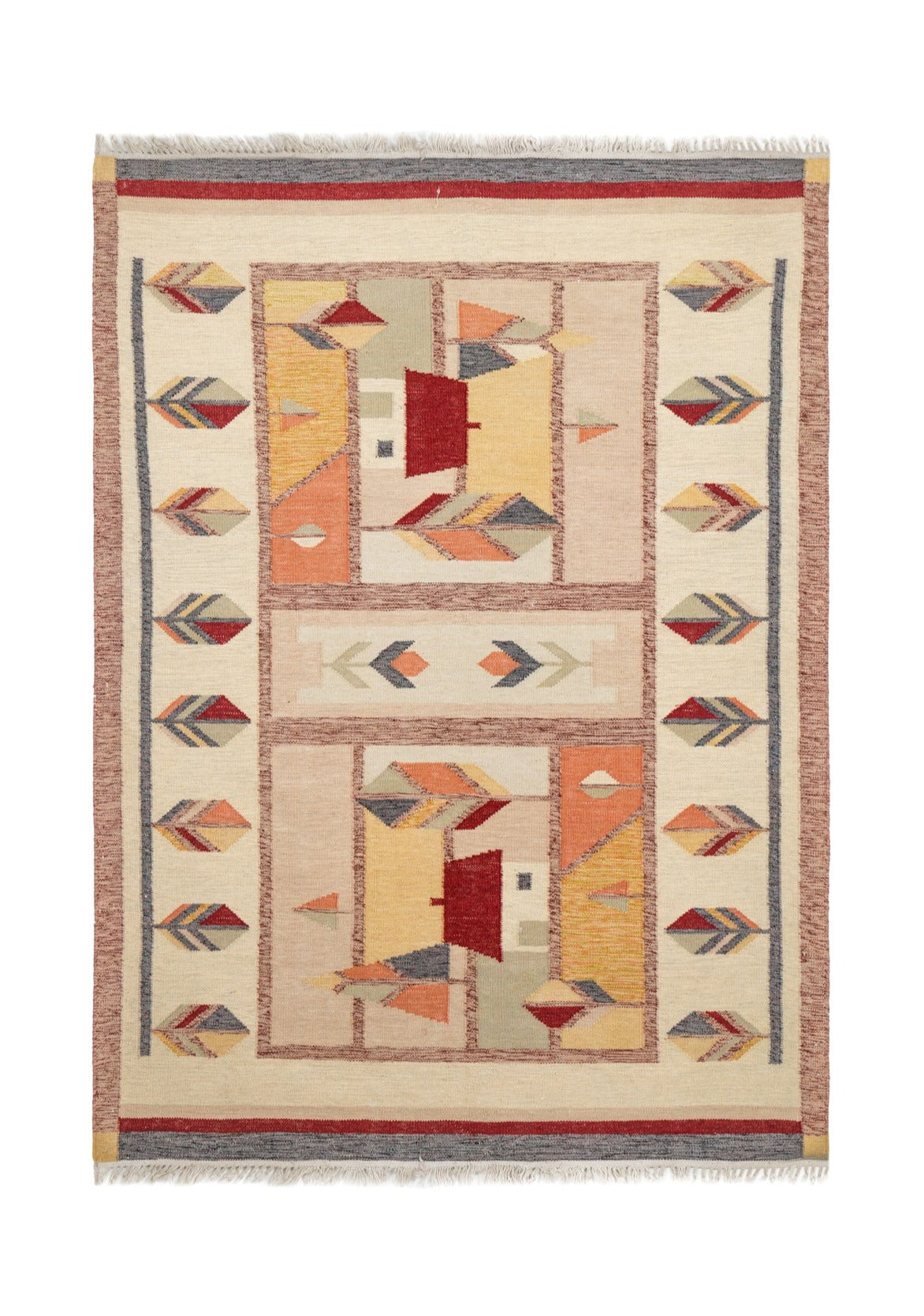 Vintage Scandinavian decorative Kilim 6'5" x 4'8"