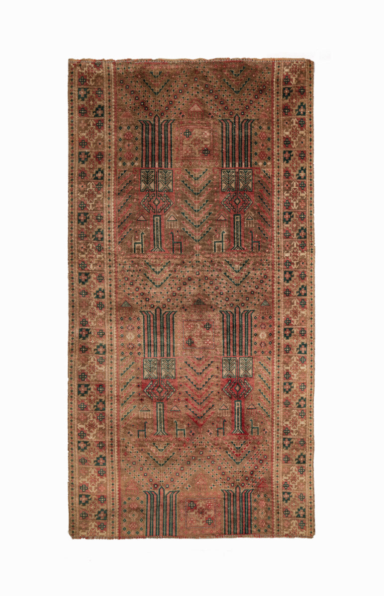 Vintage Turkmen Fragment Rug 6'8" x 3'6"