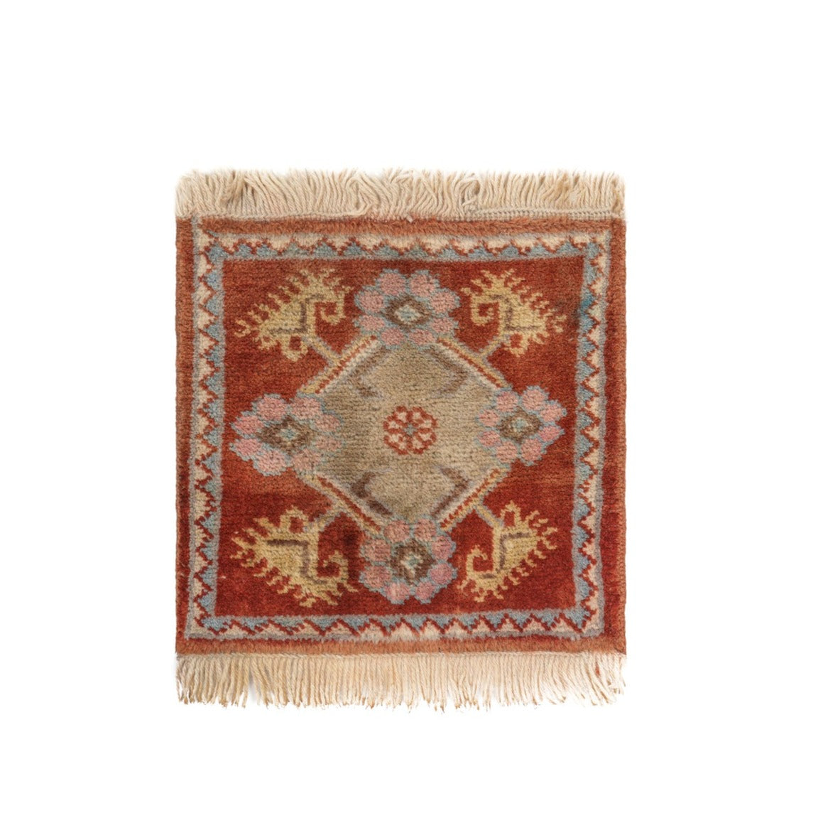 Vintage Turkish Table Rug Pair 15" x 14" & 14" x 14"