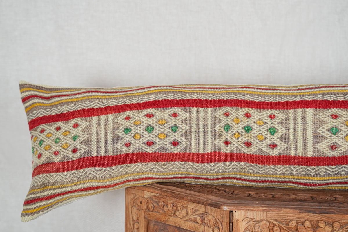 Vintage Moroccan Lumbar Cushion 3'9" X 9"