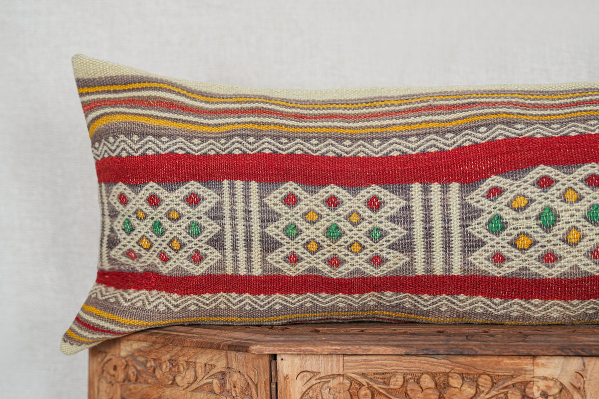 Vintage Moroccan Lumbar Cushion 2'10" x 9"