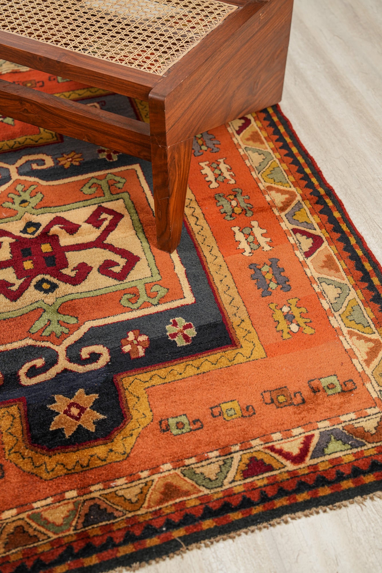 Antique German Hook Rug 4'10" x 4'2"