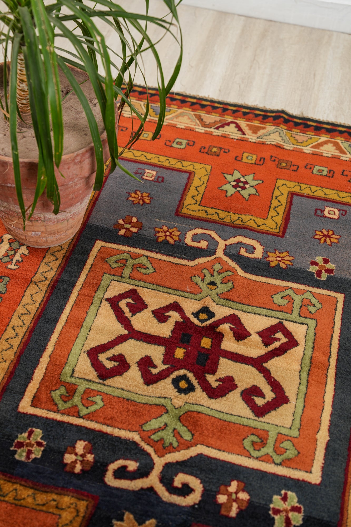 Antique German Hook Rug 4'10" x 4'2"