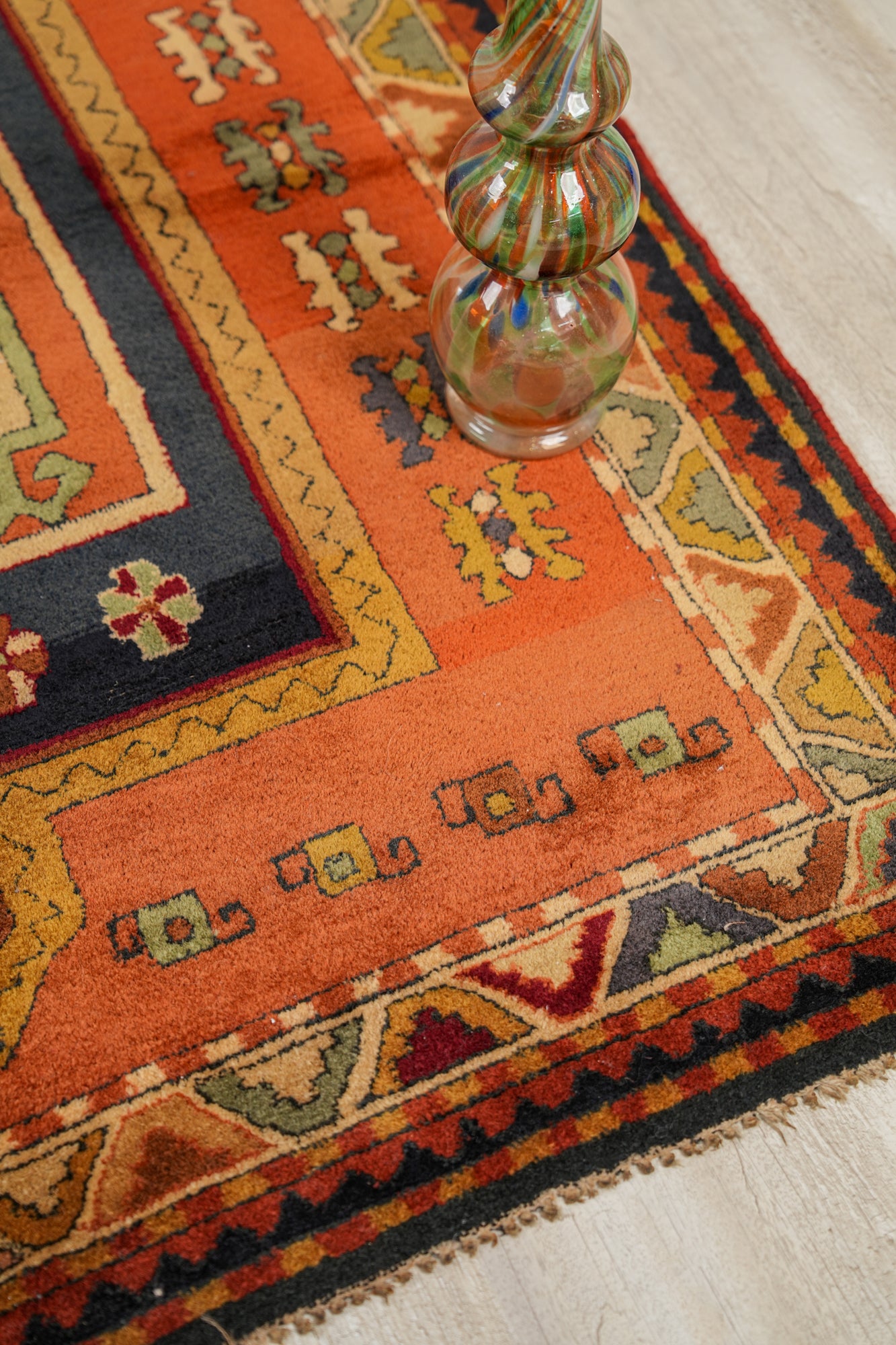 Antique German Hook Rug 4'10" x 4'2"