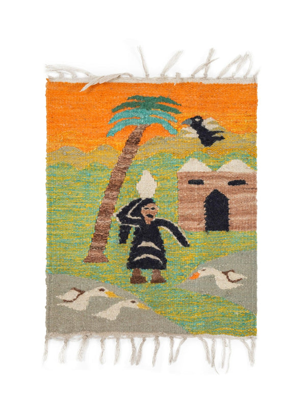 Vintage Egyptian folk Tapestry 1'6" x 1'3"