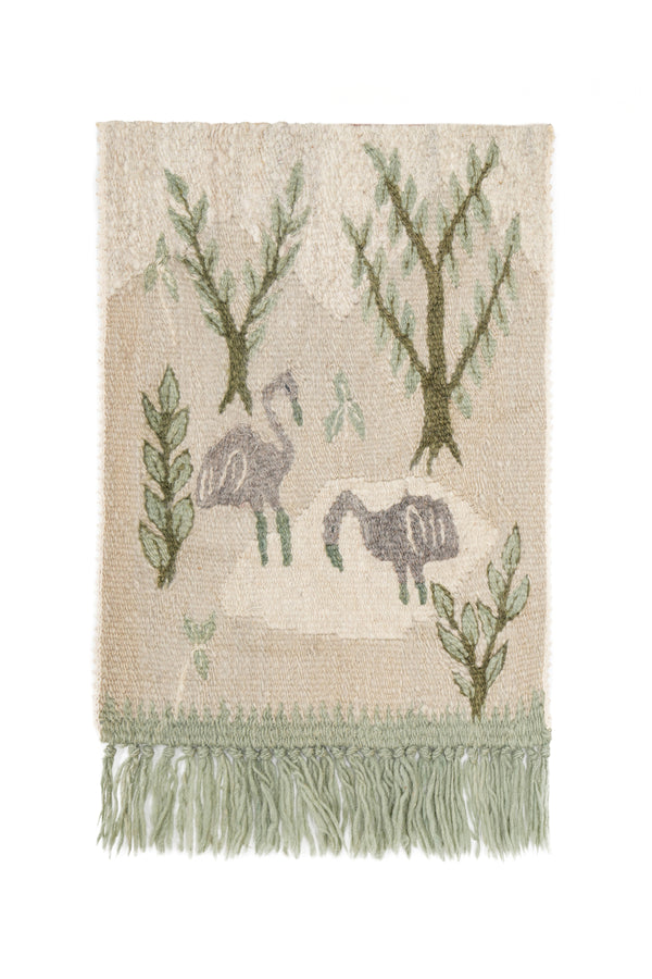 Vintage Swedish Natural Tapestry 1'7" x 1'2"