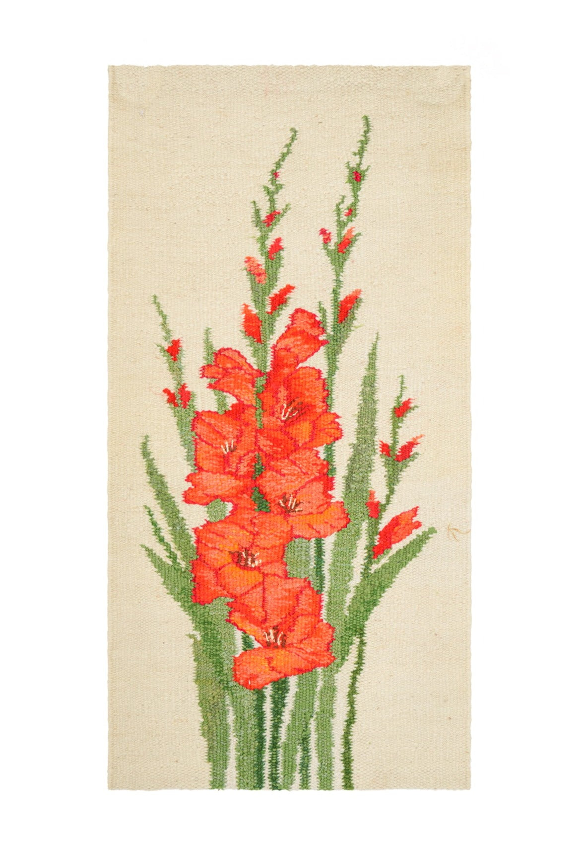 Vintage Scandinavian Floral Tapestry 2'5" x 1'3"