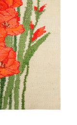 Vintage Scandinavian Floral Tapestry 2'5" x 1'3"