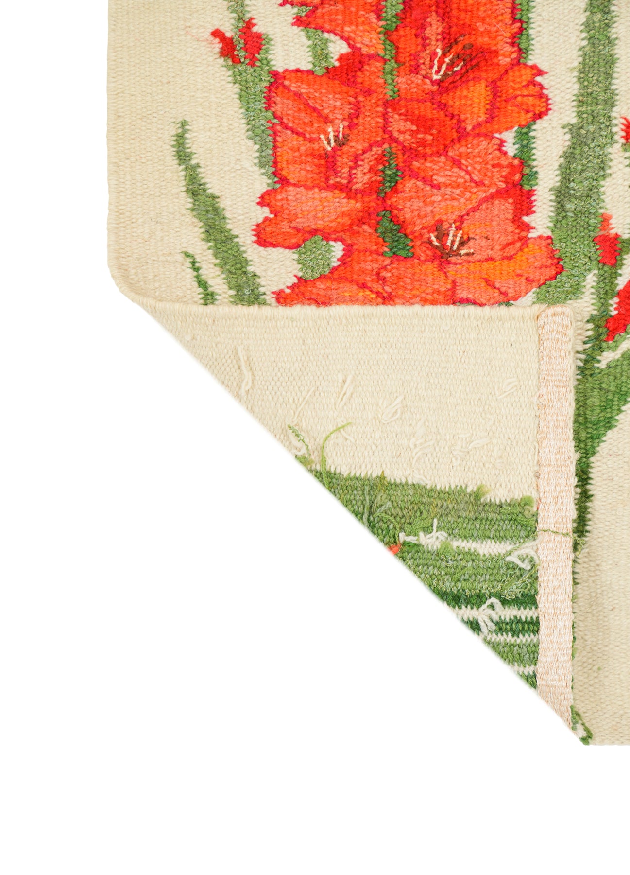 Vintage Scandinavian Floral Tapestry 2'5" x 1'3"