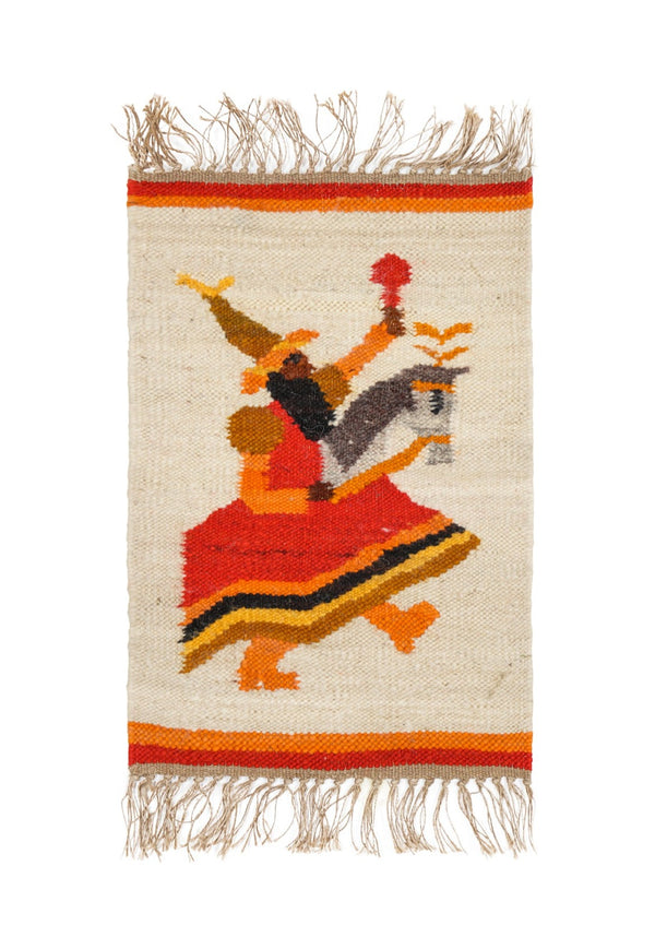Vintage Polish folk Tapestry 1'6" x 1'