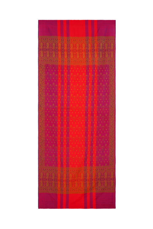 Vintage Indian Jamawar Silk Shawl textile 7'10" x 3'2"