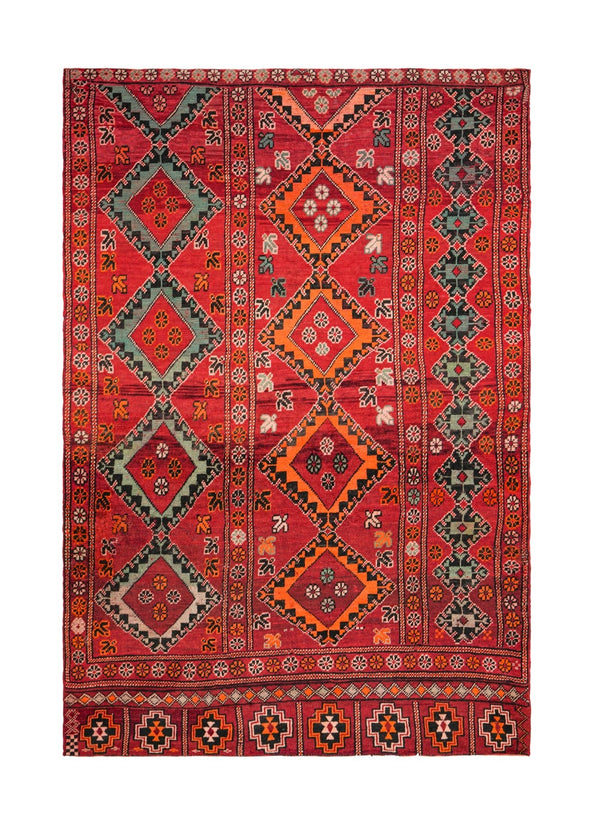Vintage Moroccan Tarbat Rug 9' x 6'