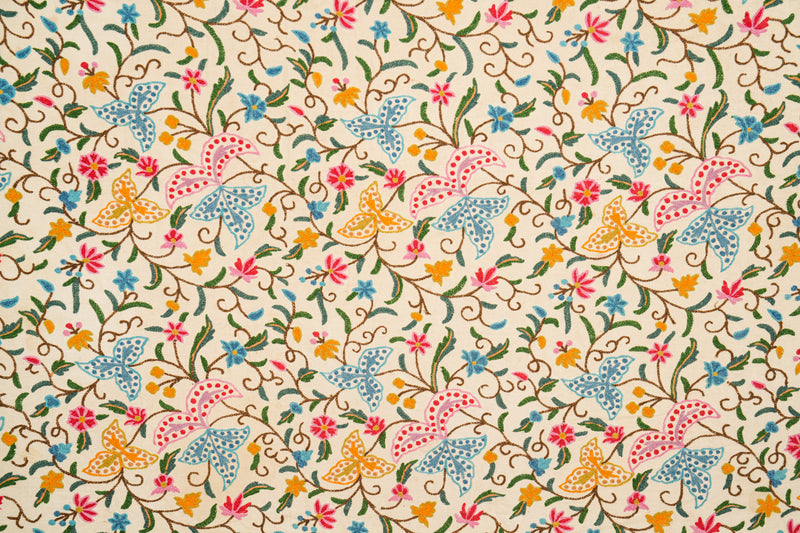 Vintage Kashmiri Crewel Bedspread textile 9'6" x 8'3"