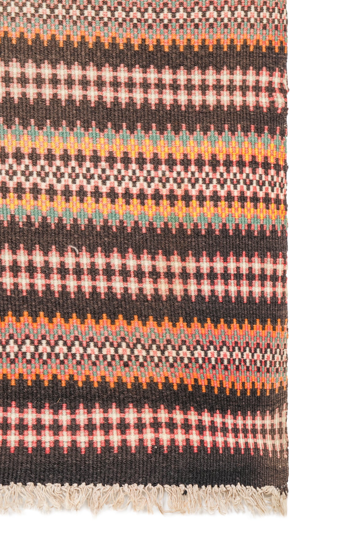 Vintage Scandinavian Bound weave Krokbragd kilim 7'8" x 3'3"