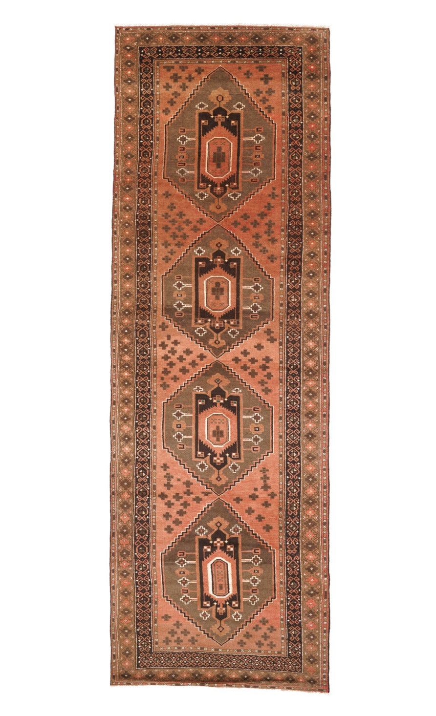 Vintage Tribal Turkestan Hallway Rug 12'8" x 4'1"