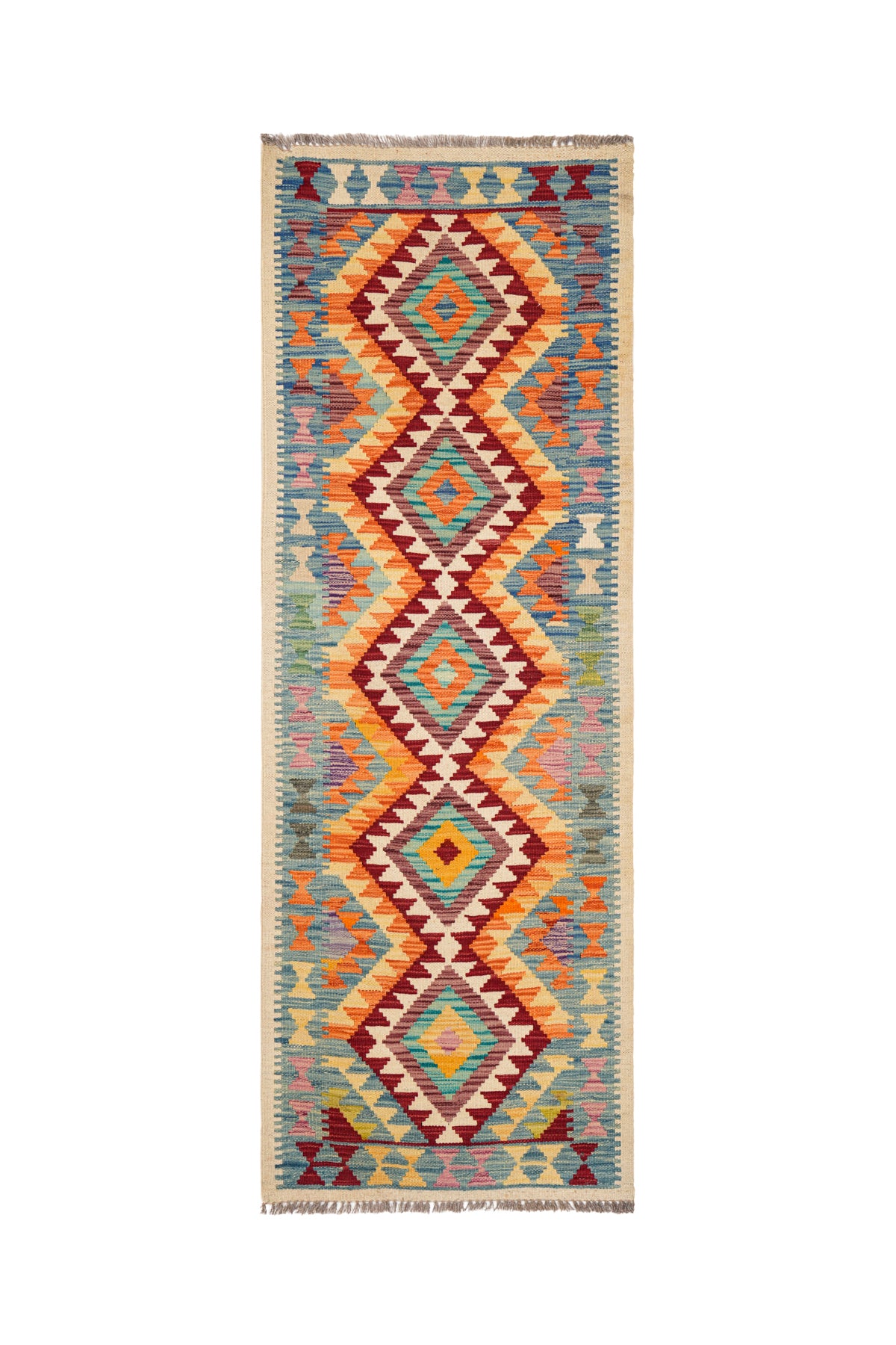Modern Afghan Kazak Hallway Kilim 6'6" x 2'4"