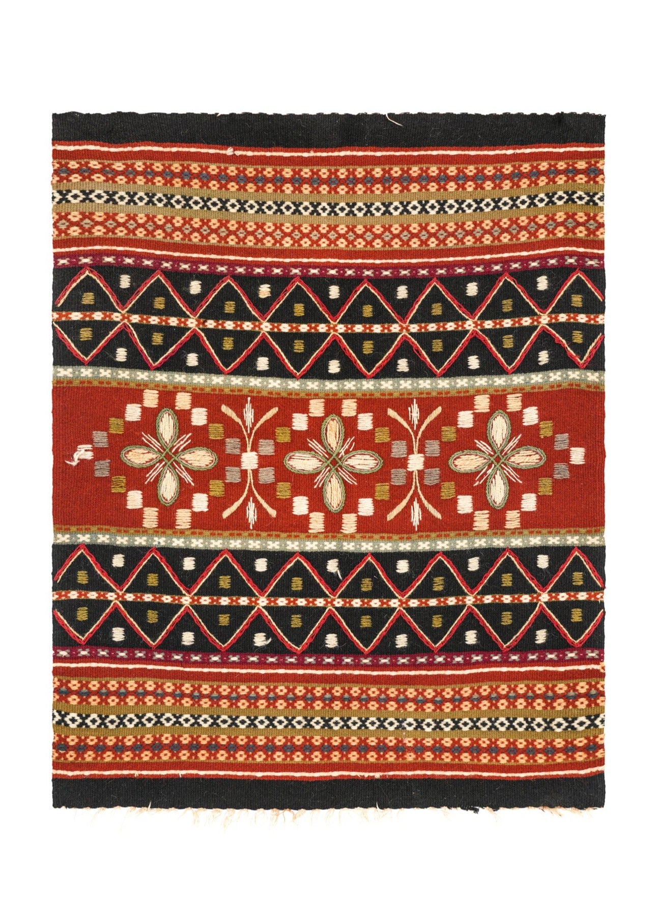 Vintage Scandinavian Embroidered Textile 2'5" x 1'10"