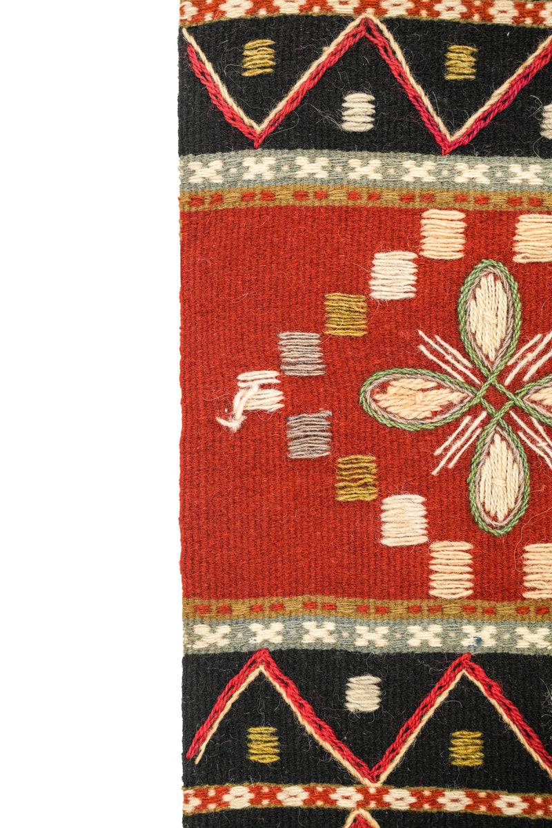Vintage Scandinavian Embroidered Textile 2'5" x 1'10"