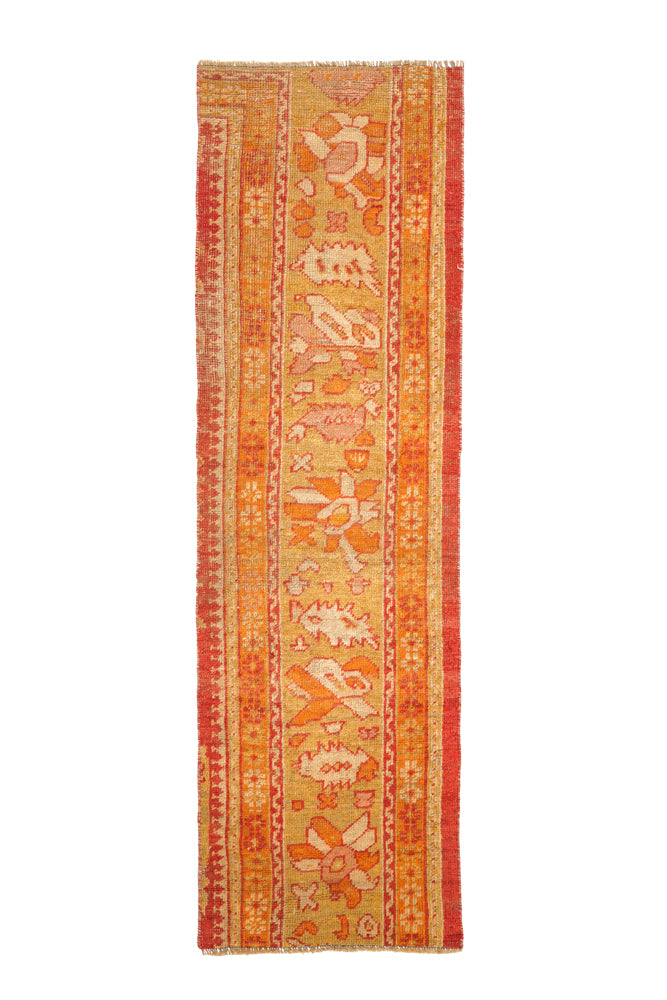 Antique Turkish Oushak Rug Fragment 7'4" x 2'4"