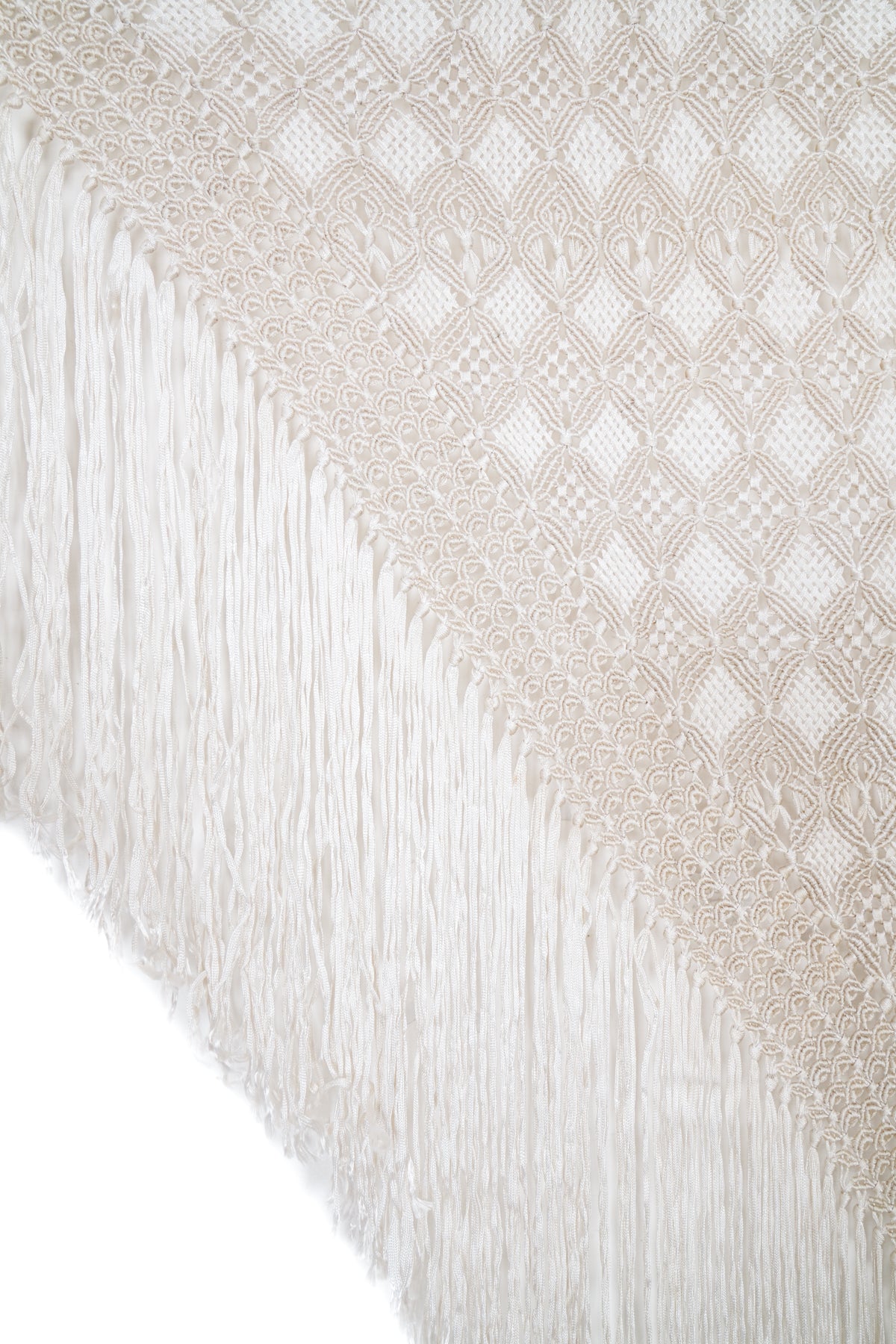 Vintage European Silk Macramé Textile 4'8" x 2'5"