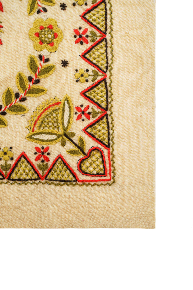Vintage Scandinavian Embroidery Textile Cushion 3' x 1'6"