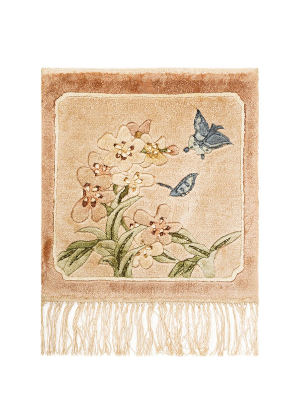 Vintage Oriental Silk rug 1' x 1'
