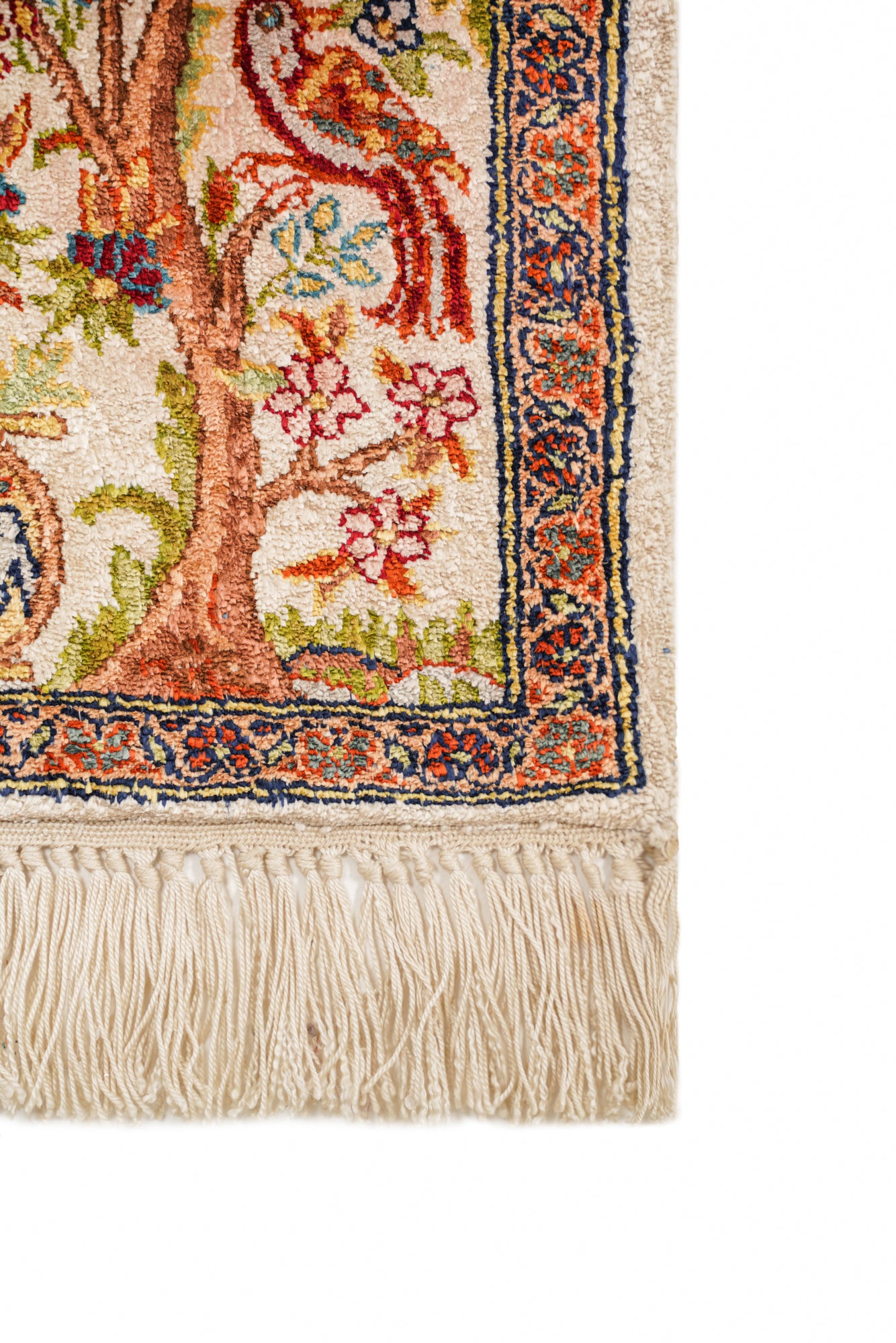 vintage Egyptian Tree of Life Silk Rug 1'3" x 1'