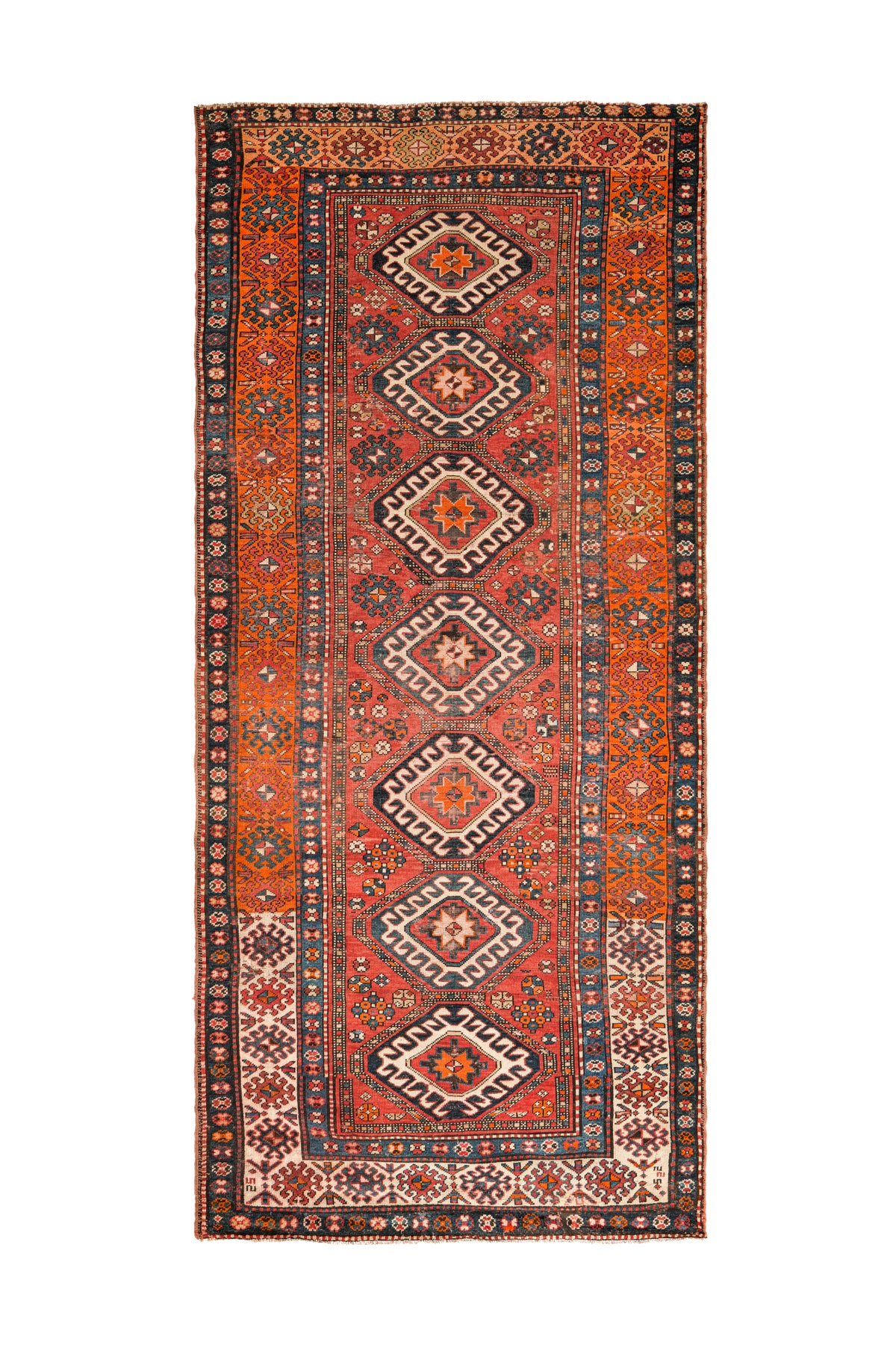 Antique Caucasian Kazak Kelleh Rug 10'10" x 4'9"