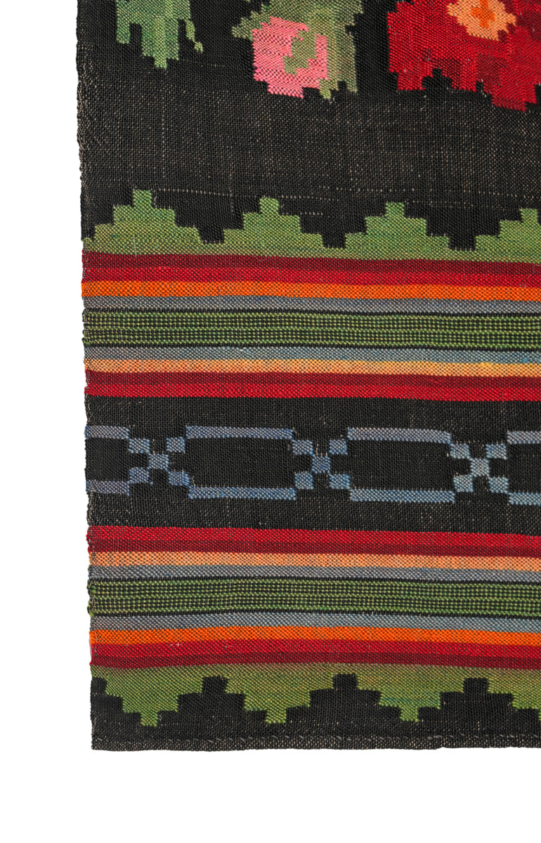 Vintage Romanian Floral Hallway Kilim 11' x 2'2"