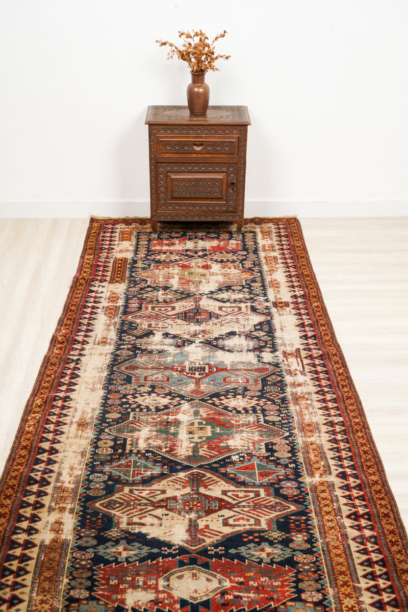 Antique Caucasian Shirvan Hallway Rug 8'3" x 3'4"