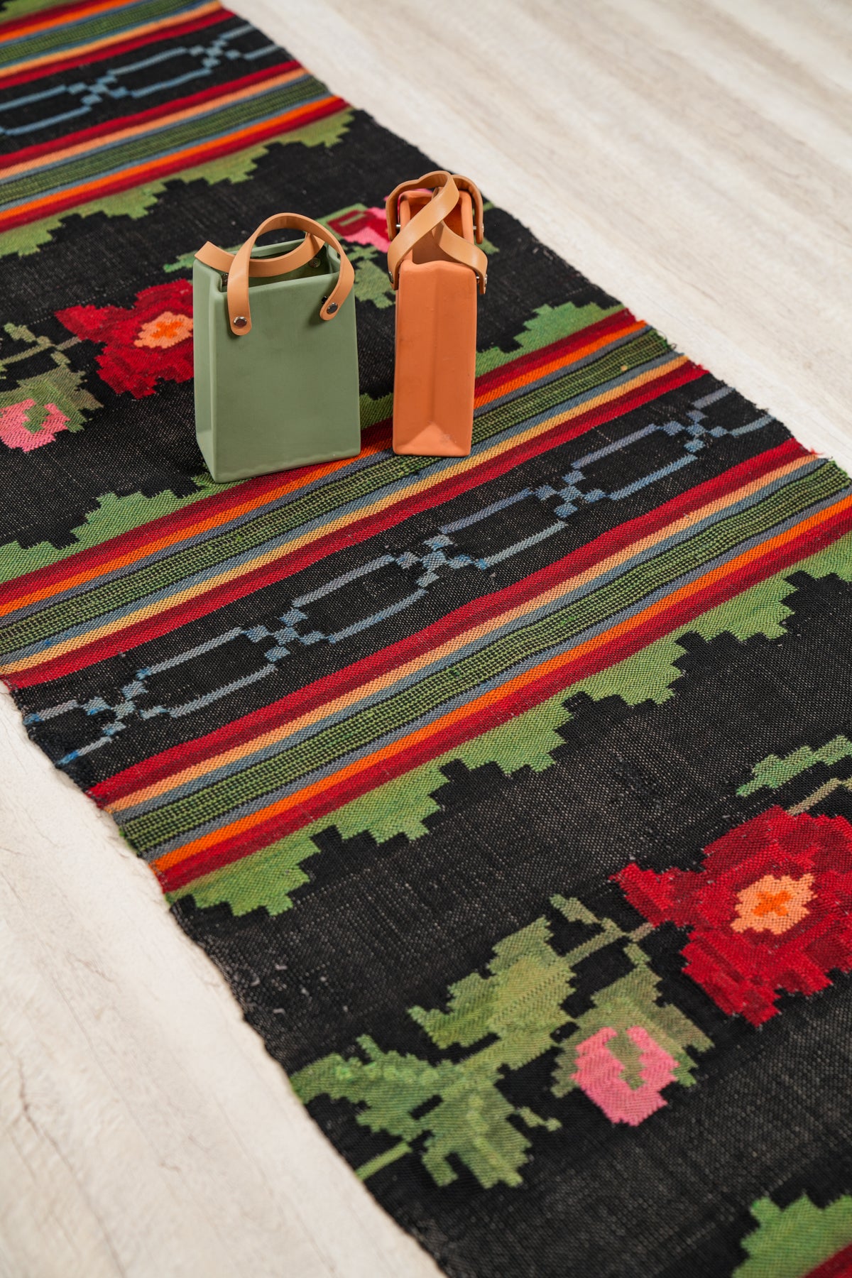 Vintage Romanian Floral Hallway Kilim 11' x 2'2"