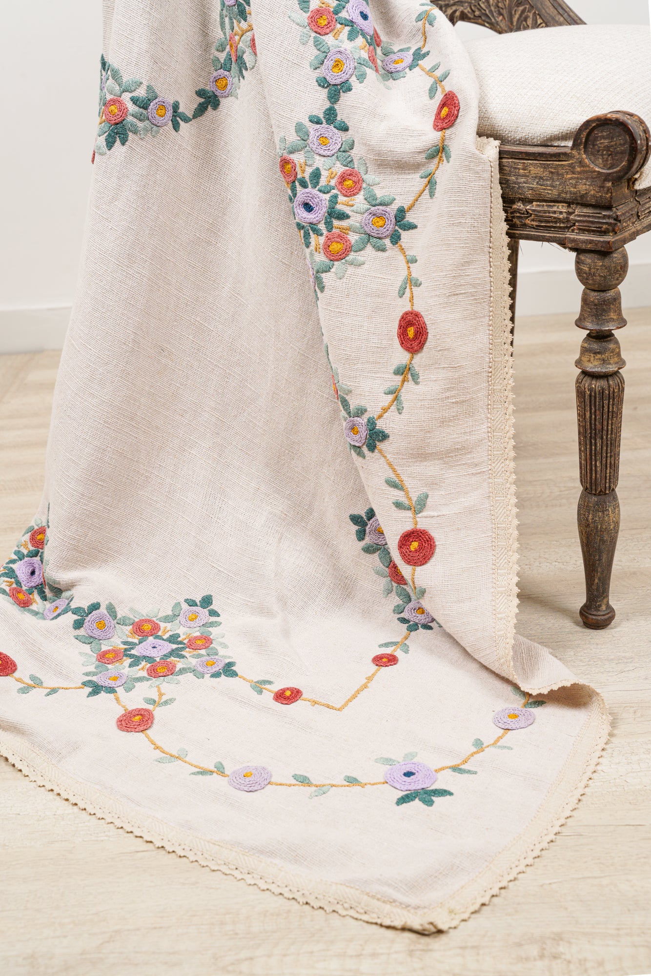 Vintage Polish Handwoven Embroidery 6'1" x 5'4"