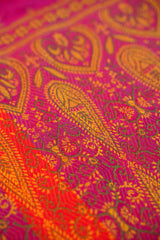 Vintage Indian Jamawar Silk Shawl textile 7'10" x 3'2"