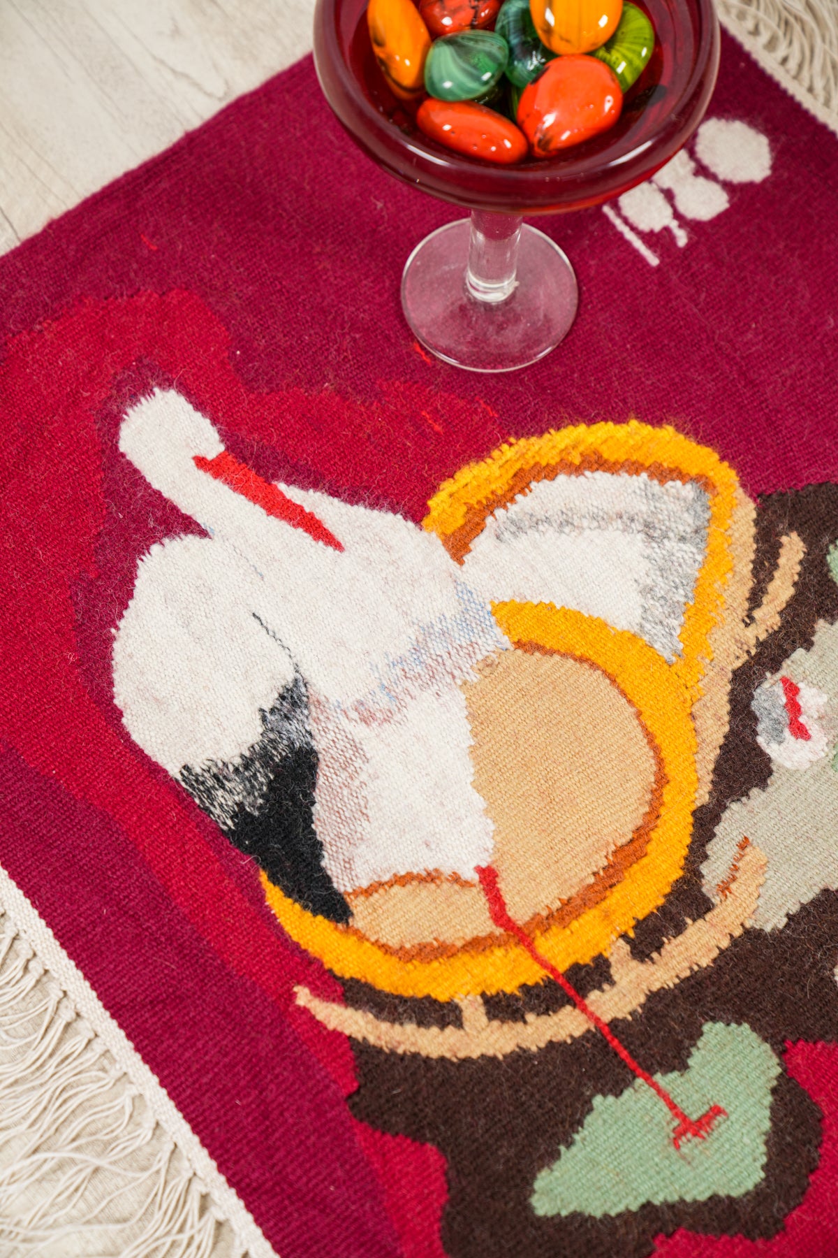 VINTAGE SWEDISH NATURAL TAPESTRY 1'6" x 1'8"