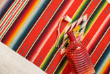 Vintage Mexican Saltillo Serape Textile 3'1" x 1'5"