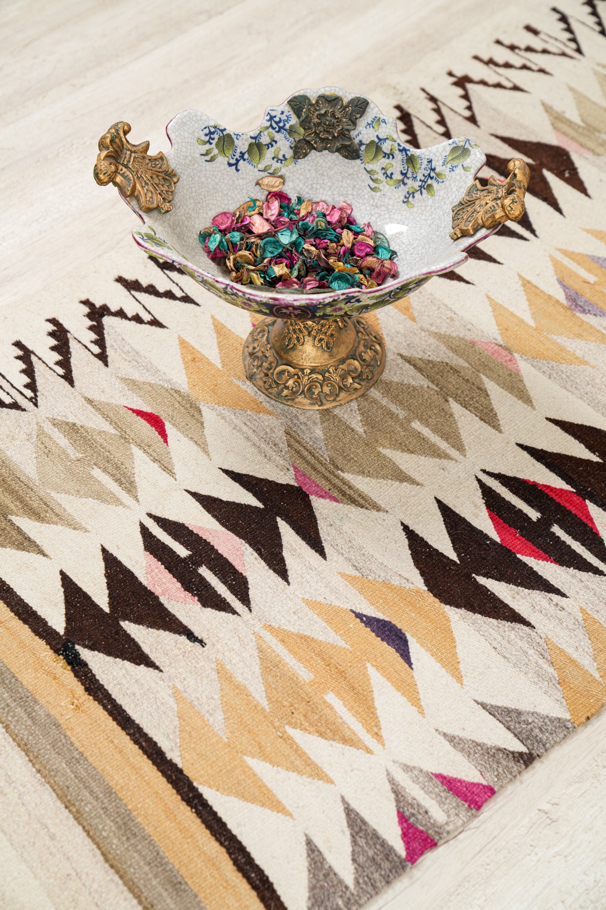 Vintage Scandinavian natural Kilim 6'6" x 2'4"