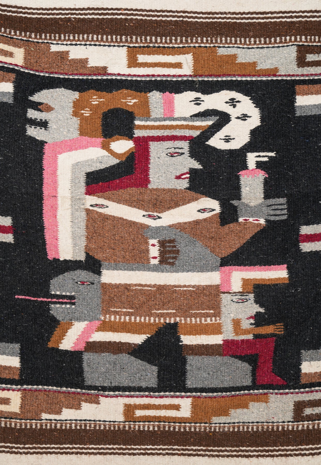 Vintage Peruvian Tribal Tapestry 4'1" x 2'3"