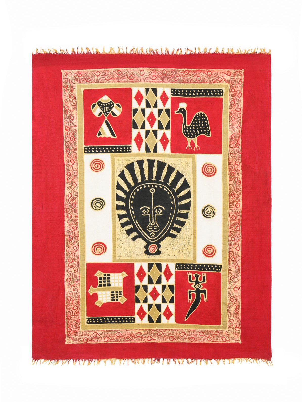 Vintage African Batik Textile Painting 6' x 4'8"