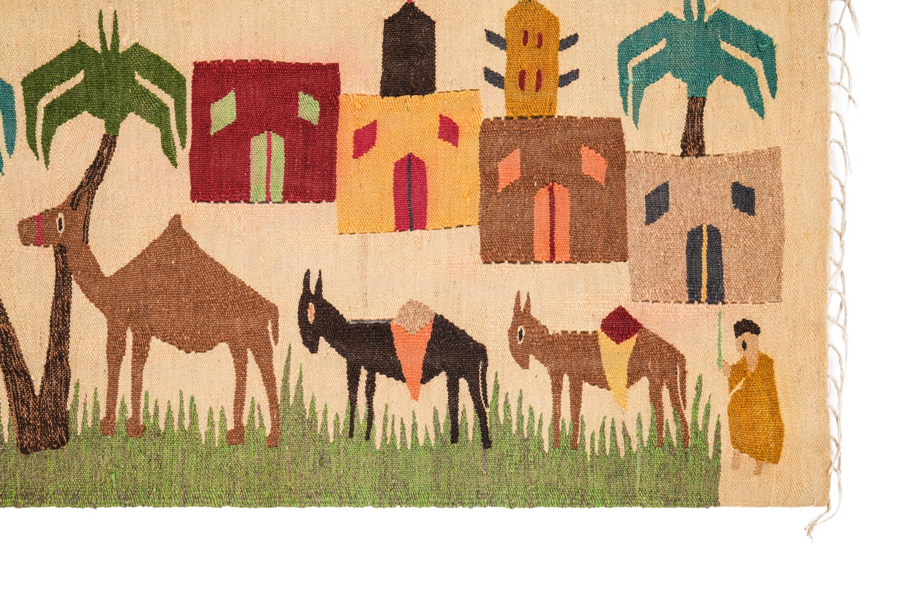 Vintage Egyptian Folk Tapestry 7'8" x 2'3"