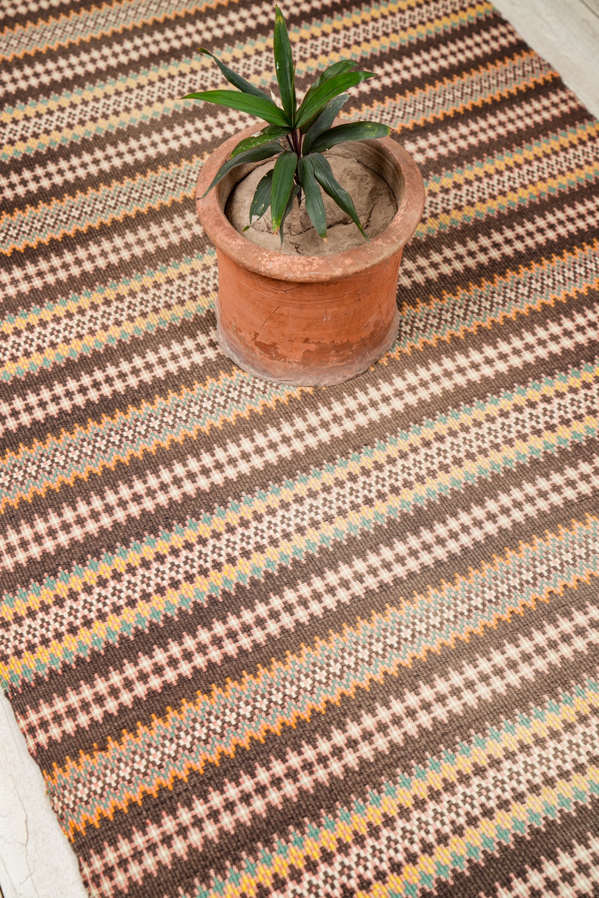Vintage Scandinavian Bound weave Krokbragd kilim 7'8" x 3'3"