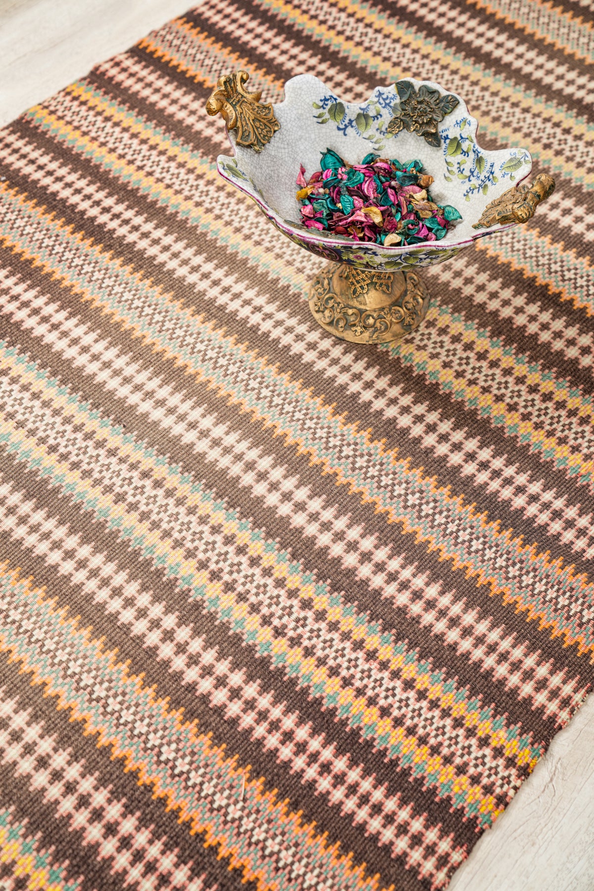 Vintage Scandinavian Bound weave Krokbragd kilim 7'8" x 3'3"