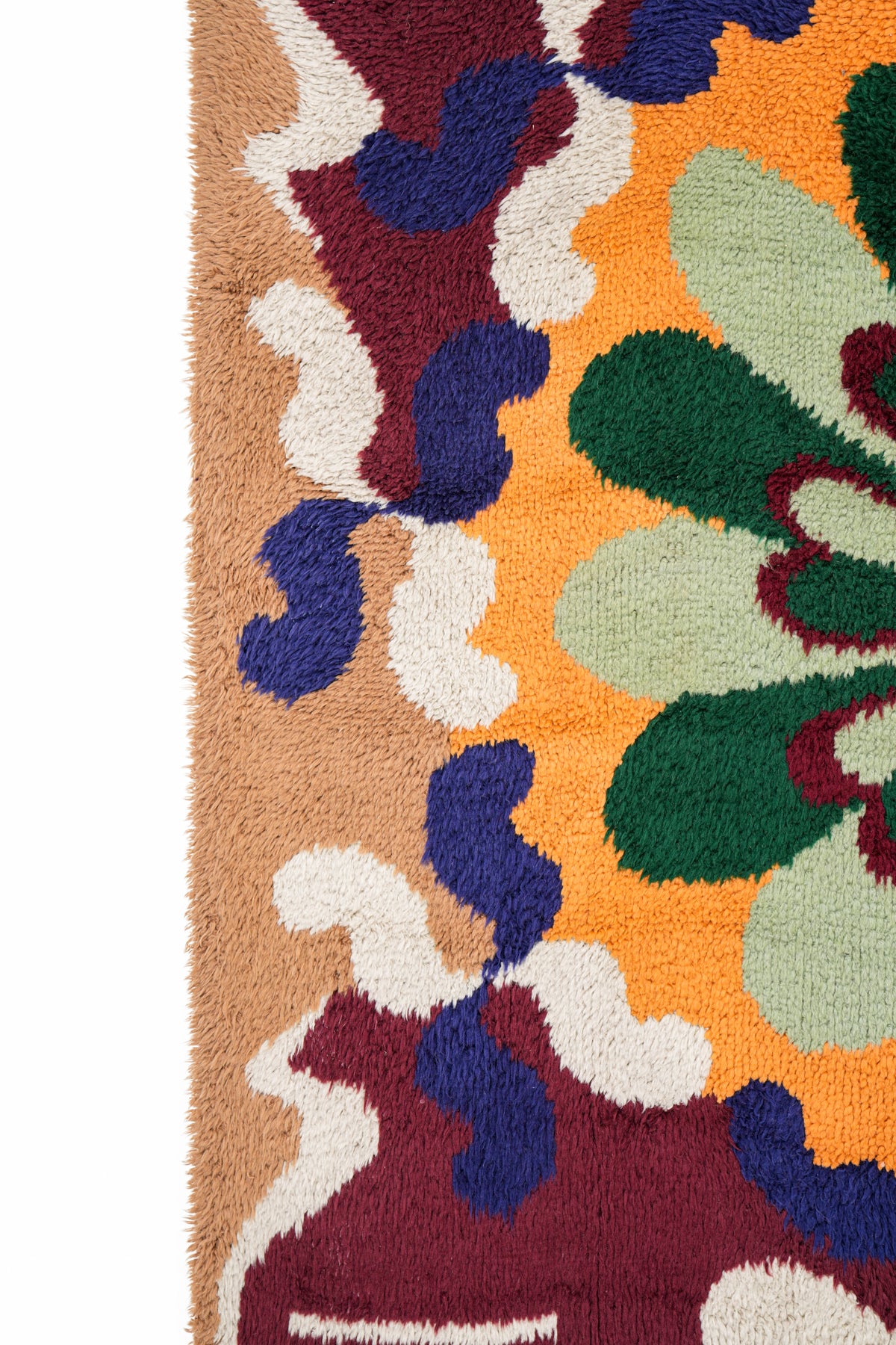 Vintage Scandinavian Latch Hook Rug 7'7" x 5'10"